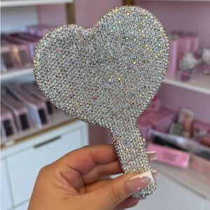 Silver Heart-Shaped Hand Mirror
